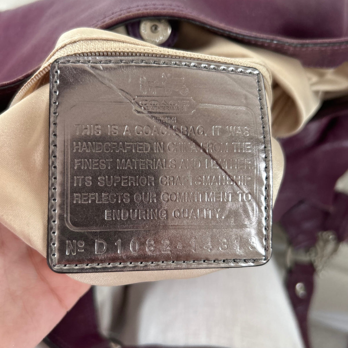 Coach Purple Leather 3 Compartment Shoulder Bag D1082-14313