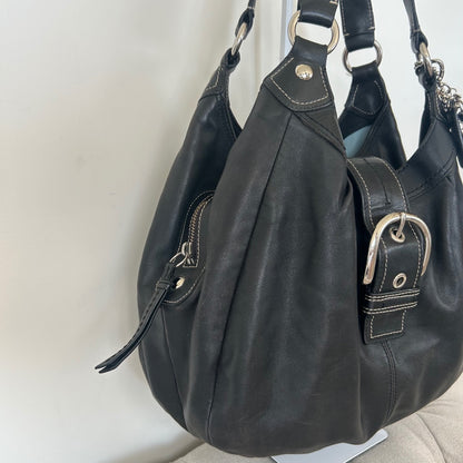 Coach Black Leather 3 Compartment Large Shoulder Bag M1069-F15075
