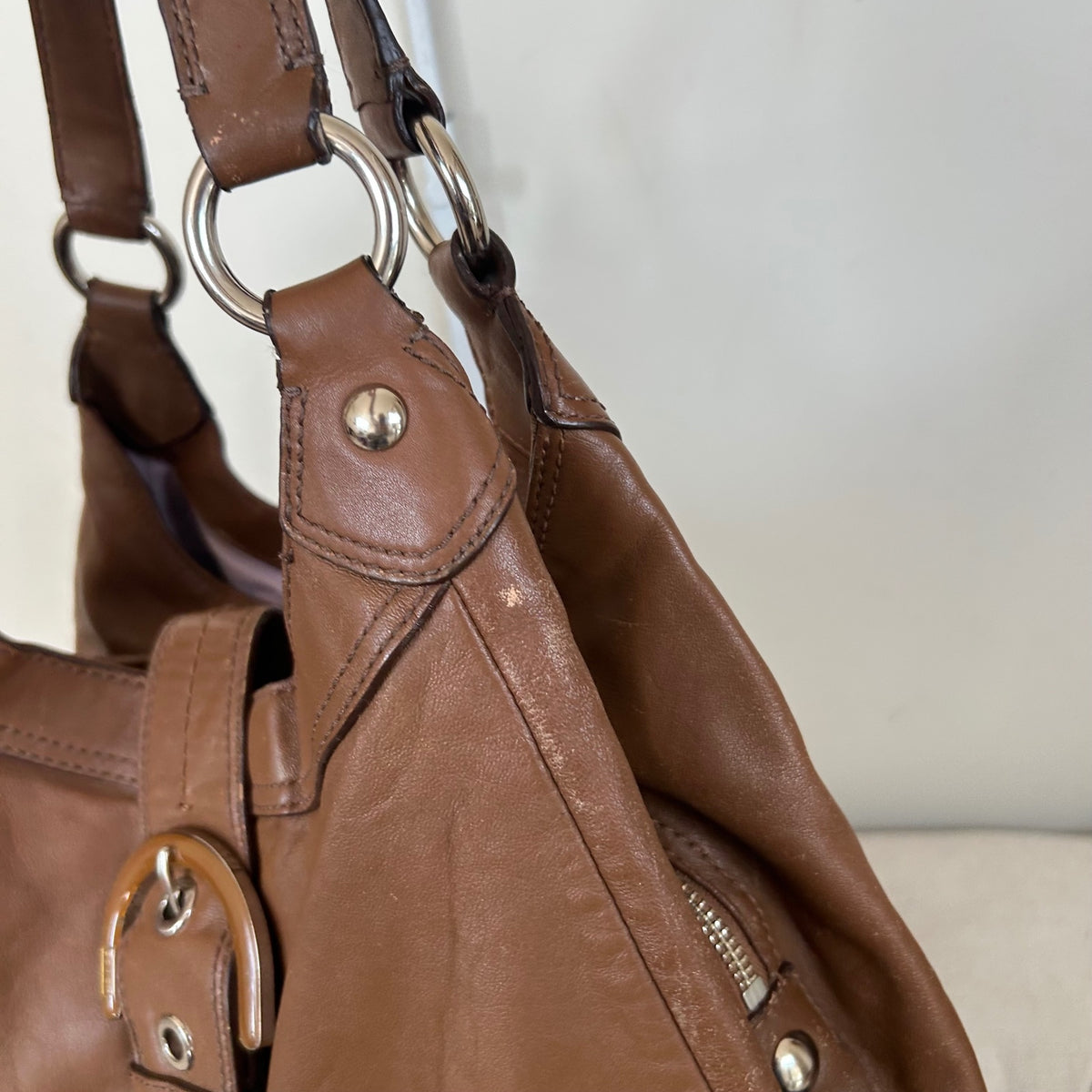 Coach Brown Leather Maggie 3 Compartment Buckle Front Shoulder Bag D1193-F17092