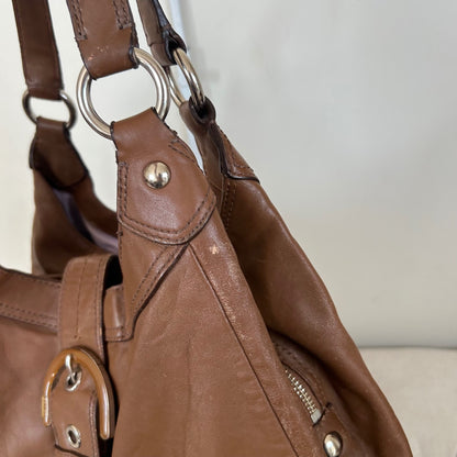 Coach Brown Leather Maggie 3 Compartment Buckle Front Shoulder Bag D1193-F17092