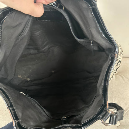 Coach Black Monogram Stripe Tote Shoulder Bag D1420-F2850