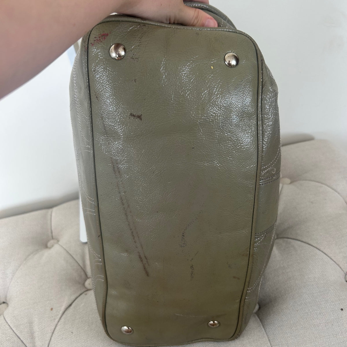 Coach Green Patent Kisslock 3 Compartment Shoulder Bag E1182-F15658