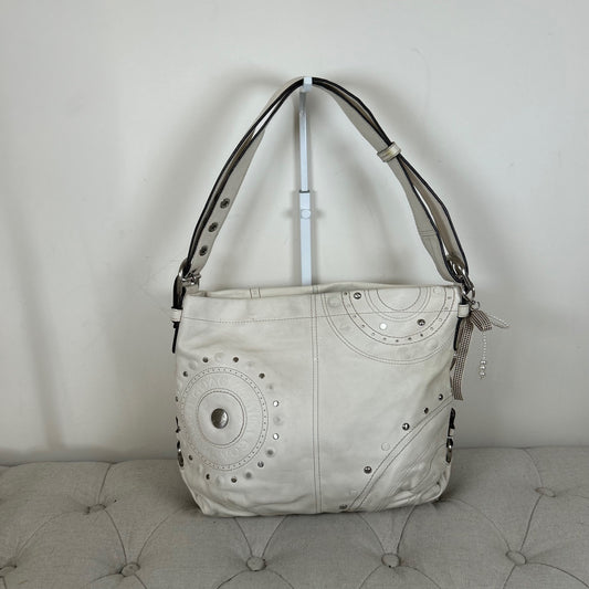 Coach Convertible White Studded Leather Crossbody Shoulder Bag M1069-F16178