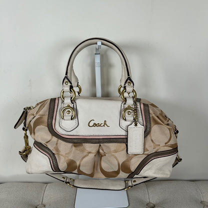 Coach Ashley Beige Monogram Convertible Shoulder Bag E1249-F17447