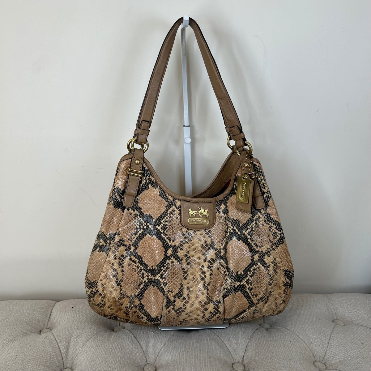 Rare Coach Maggie Snake Print 3 Compartment Shoulder Bag C1271-19629