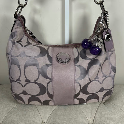Coach Lilac Convertible Large Signature Stripe Hobo Shoulder Bag B1261-F19281