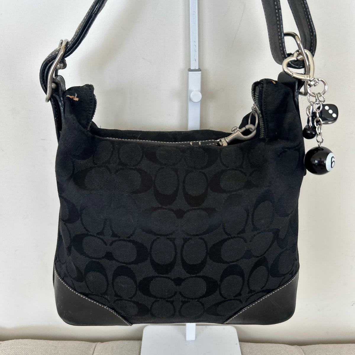 Coach Black Monogram Convertible Shoulder Bag J2K-6347
