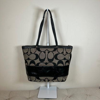 Coach Black Patent Signature Stripe Tote Bag C0868-12429