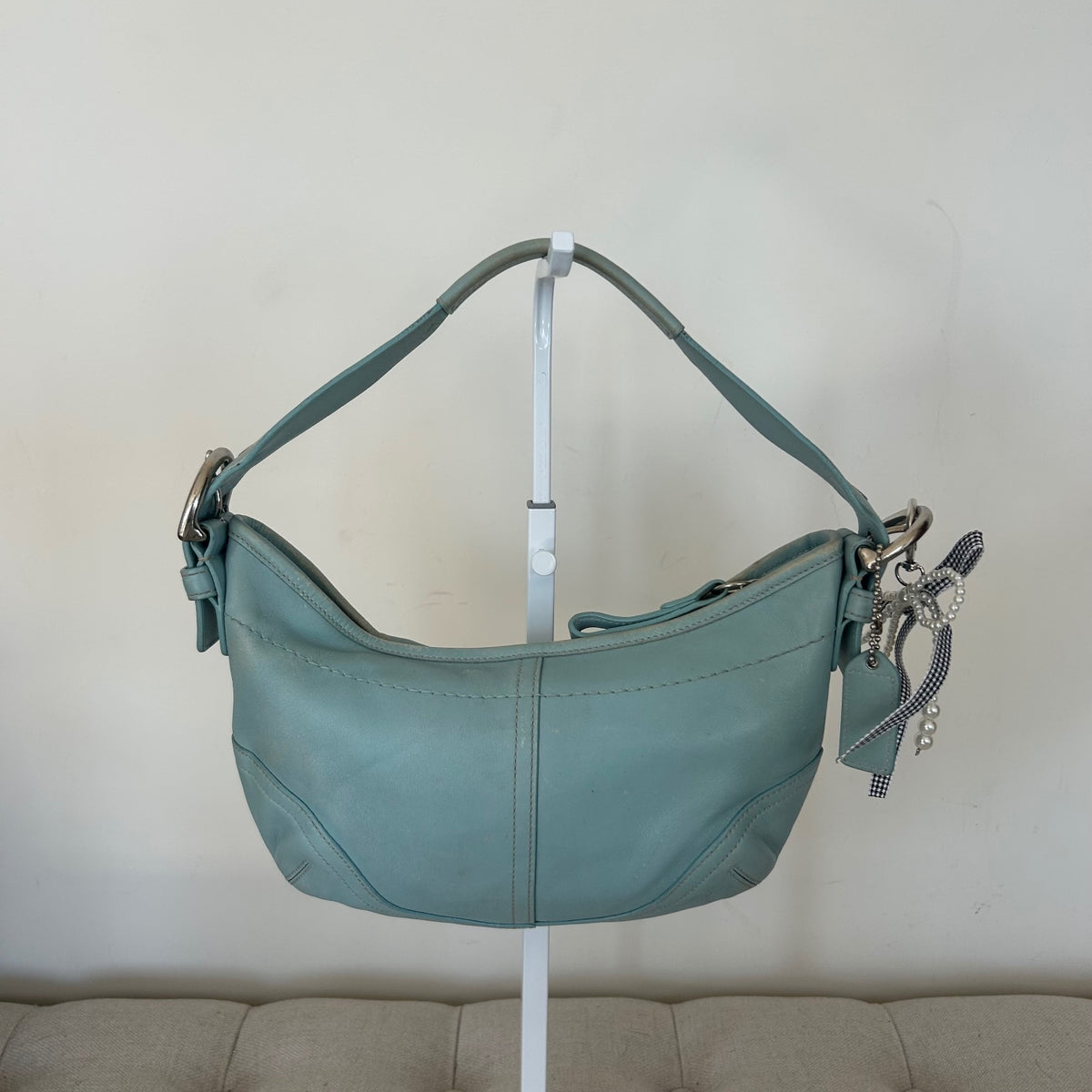 Coach Light Blue Leather Mini Hobo Soho Shoulder Bag L3S-9541