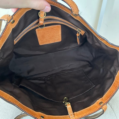 Coach Signature Monogram Gold Detail Tote Shoulder Bag A06S-7874