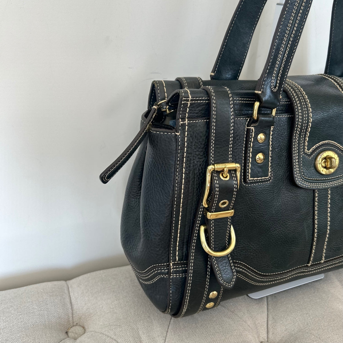 Coach Hamptons Blue Leather Carryall Shoulder Bag L0793-11086