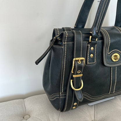 Coach Hamptons Blue Leather Carryall Shoulder Bag L0793-11086