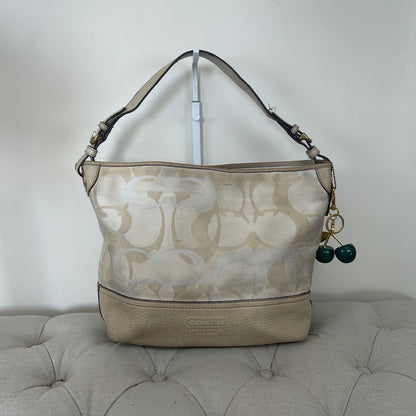 Coach Beige Optic Shoulder Bag with Leather Detail A063-7656