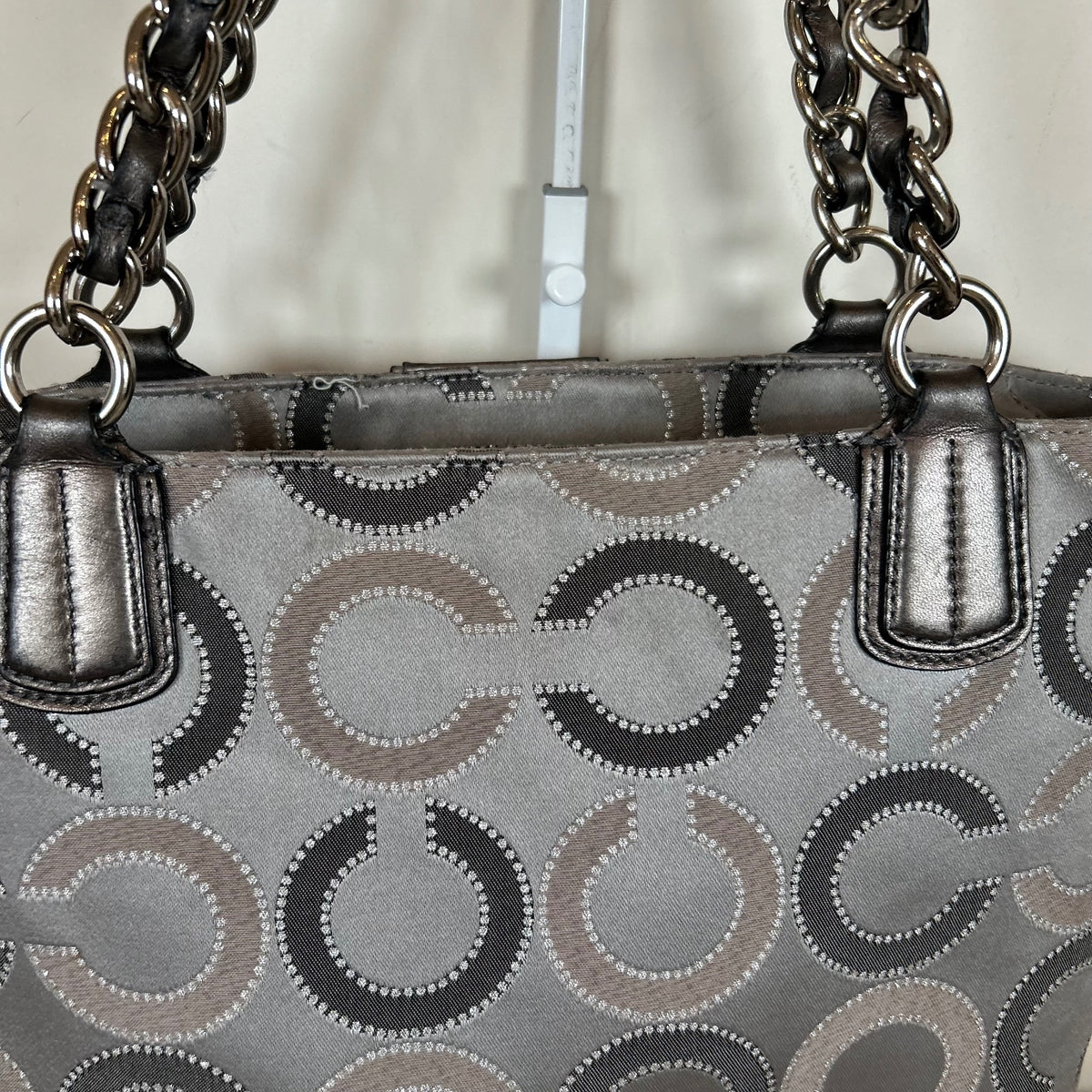 Coach Grey & Silver Op Art East-West Shoulder Bag F1220-21210