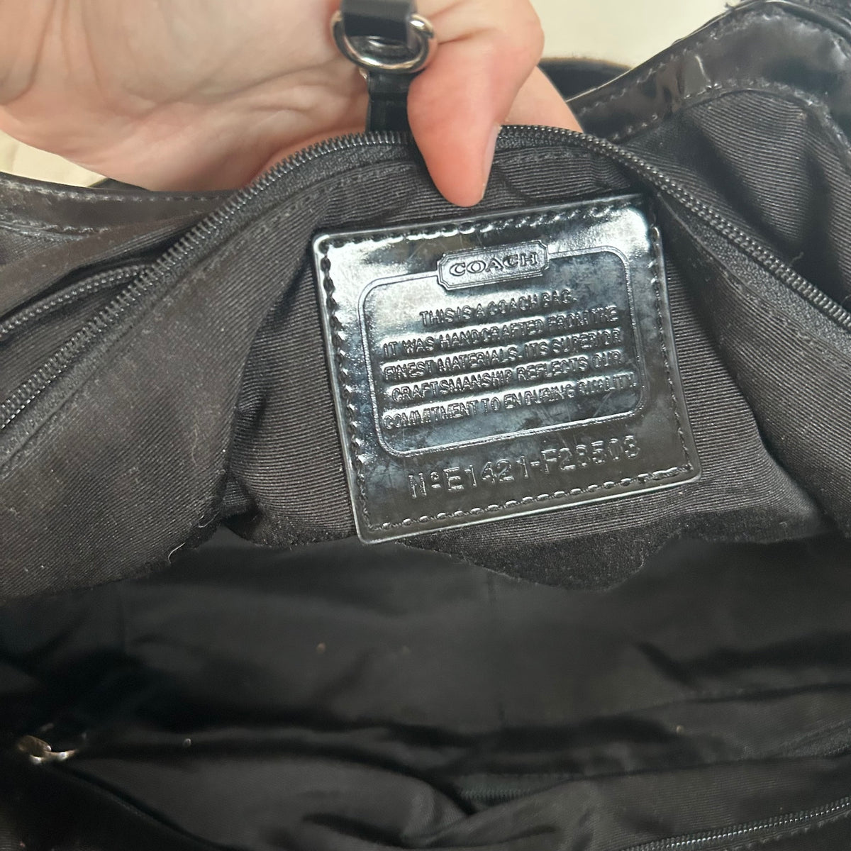 Coach Black Signature Monogram Stripe Tote Shoulder Bag E1421-F28503