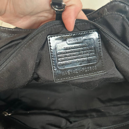 Coach Black Signature Monogram Stripe Tote Shoulder Bag E1421-F28503