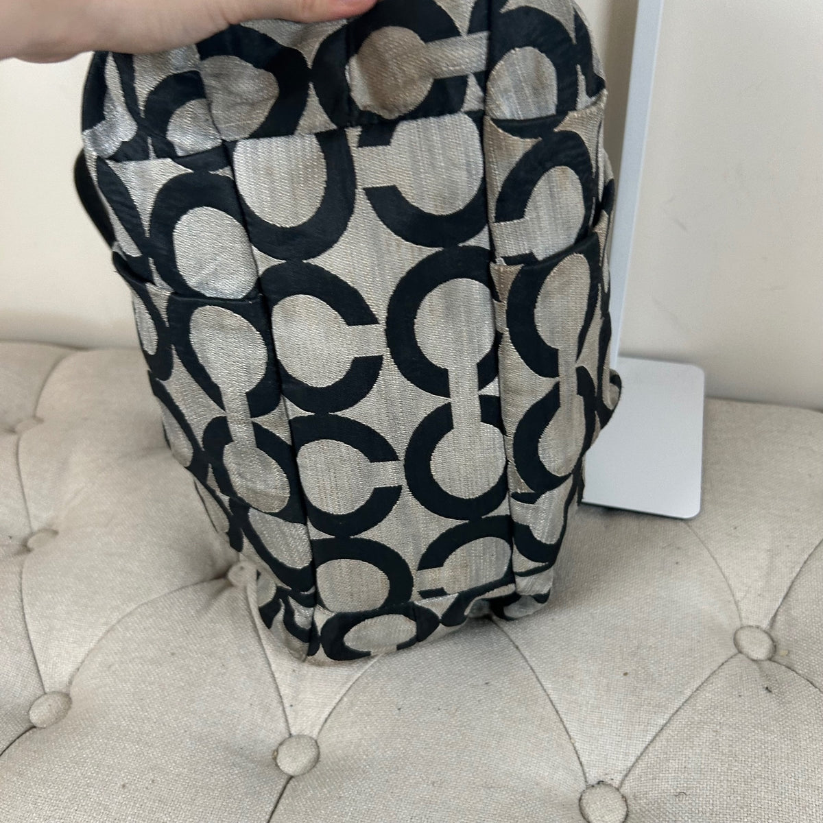 Coach Maggie Black OP Signature Monogram 3 Compartment Shoulder Bag E1120-F17020