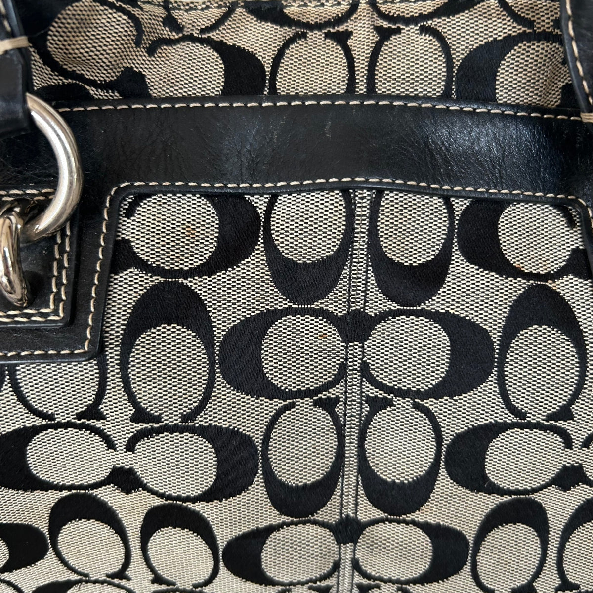 Coach Penelope Black Monogram 3 Compartment Shoulder Bag C1026-F14696