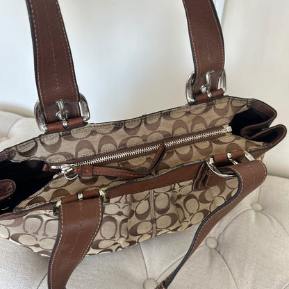 Coach Brown Monogram Signature Tote Shoulder Bag F0932-F13742