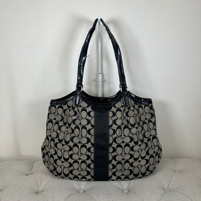 Coach Black Monogram Stripe Tote Shoulder Bag D1420-F2850
