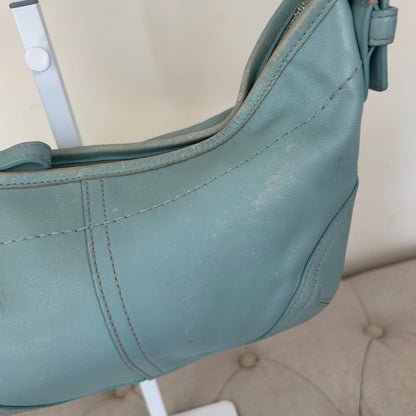 Coach Light Blue Leather Mini Hobo Soho Shoulder Bag L3S-9541