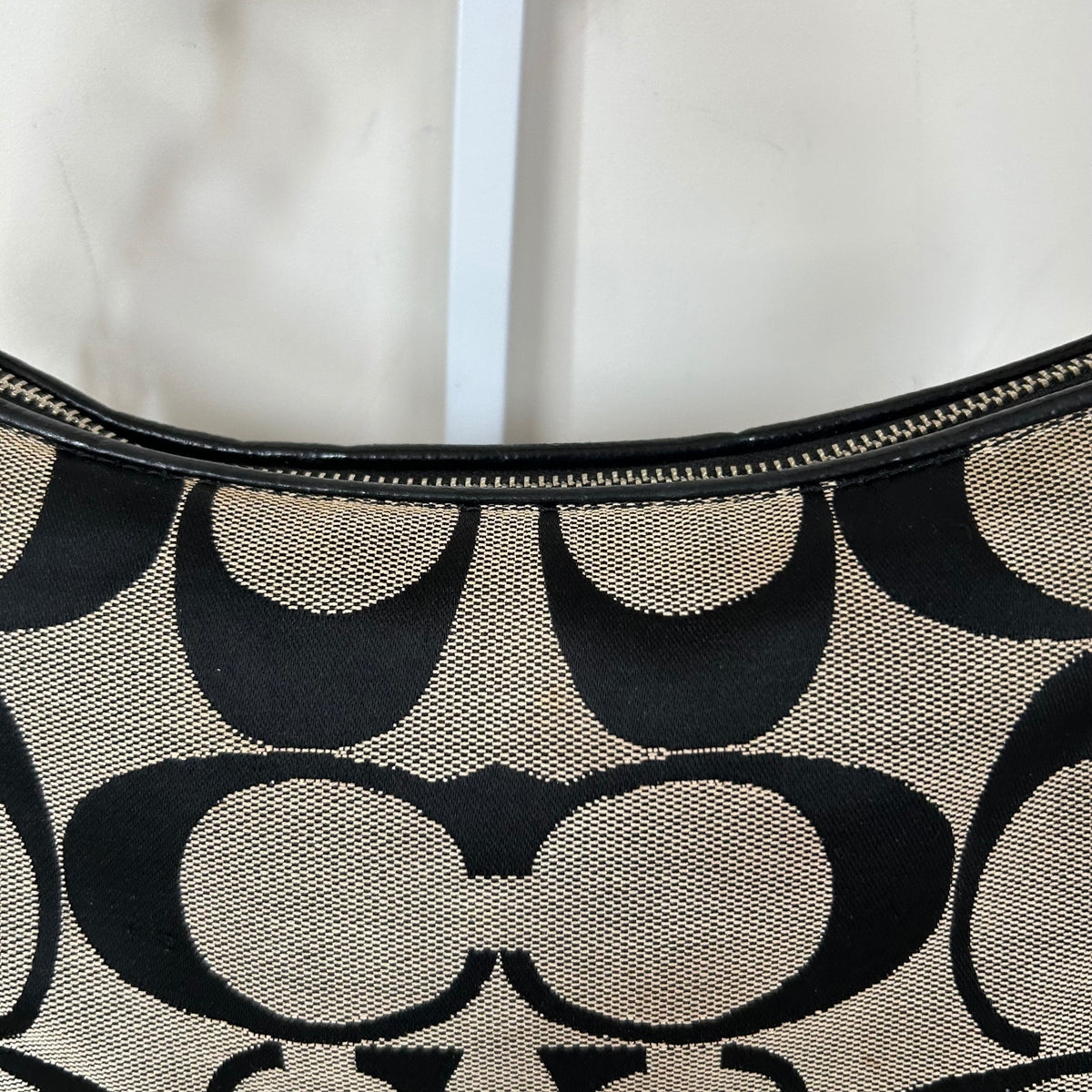 Coach Black Monogram Signature Stripe Mini Shoulder Bag B1175-F17439