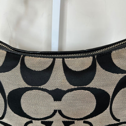 Coach Black Monogram Signature Stripe Mini Shoulder Bag B1175-F17439