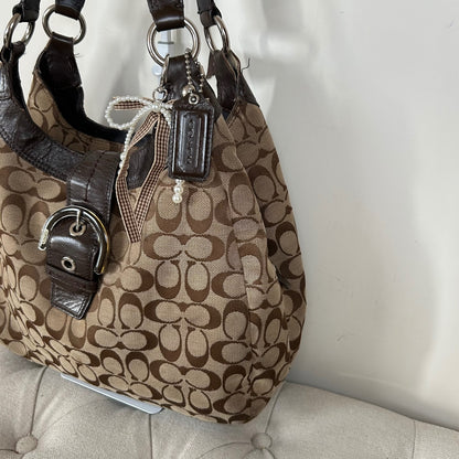 Coach Maggie Brown Signature Monogram Large Shoulder Bag E1193-F17403