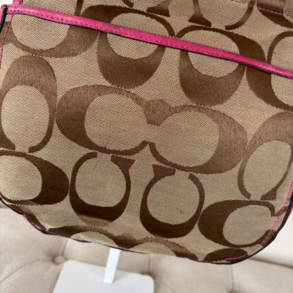 Coach Legacy Pink Leather & Beige Monogram Handbag E1276-19034