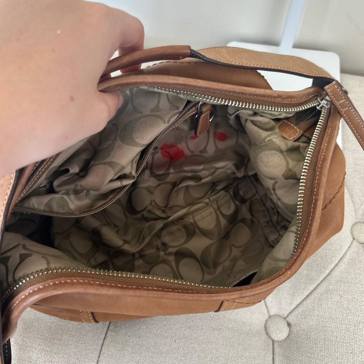 Coach Soho Tan Leather Hobo Shoulder Bag Handbag Purse Y2K E3S-9464