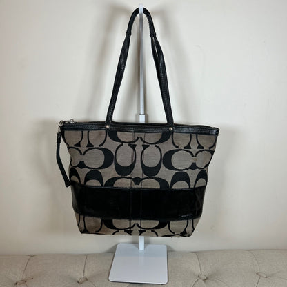 Coach Black Patent Signature Stripe Tote Bag C0868-12429