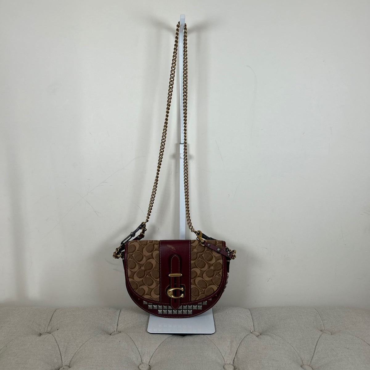 Coach Burgundy Studded Leather Shoulder Bag H1880-48189