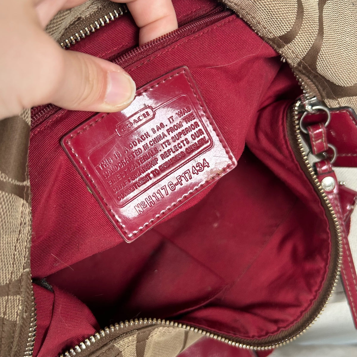 Coach Brown Signature Monogram Red Stripe Shoulder Bag H1176-F17434