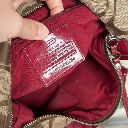 Coach Brown Signature Monogram Red Stripe Shoulder Bag H1176-F17434