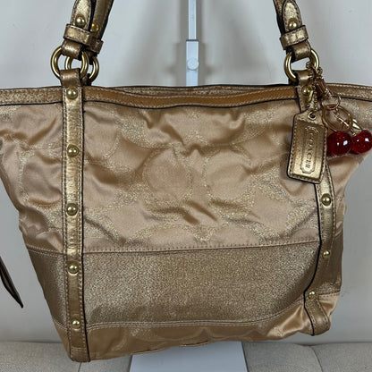 Coach Signature Stripe Studded Gold Monogram Shoulder Bag F0873-12905
