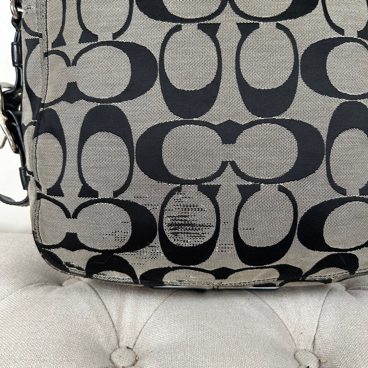 Coach Large Black Monogram Zoe Shoulder Bag K0982-F12674
