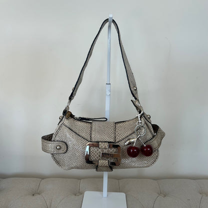 Guess Grey Snakeskin Shoulder Bag Chunky Hardware Y2K