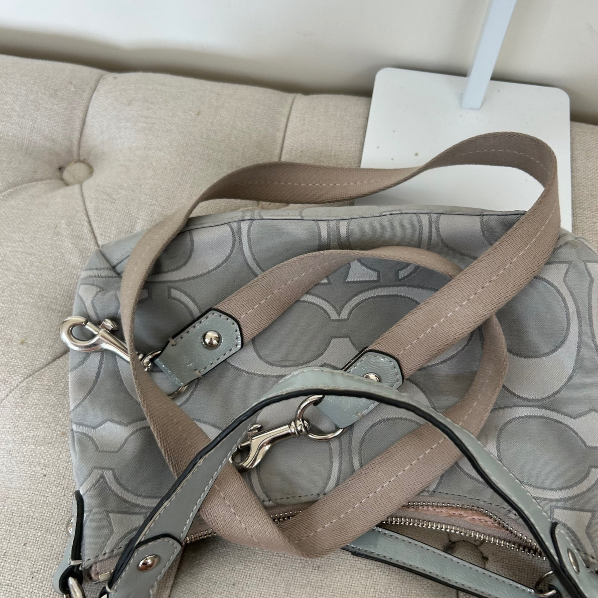 Coach Grey Monogram Convertible Stripe Shoulder Bag E1260-F19435