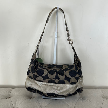 Coach Blue Denim Slouchy Hobo Shoulder Bag Silver Stripe E1176-F17434