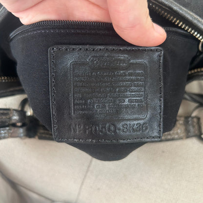 Coach Black Monogram Soho Hobo Shoulder Bag Metallic Snakeskin Strap F05Q-8K35