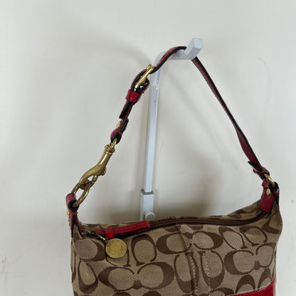 Coach Brown Mini Legacy Clutch Shoulder Bag with Red Stripe E0868-41642