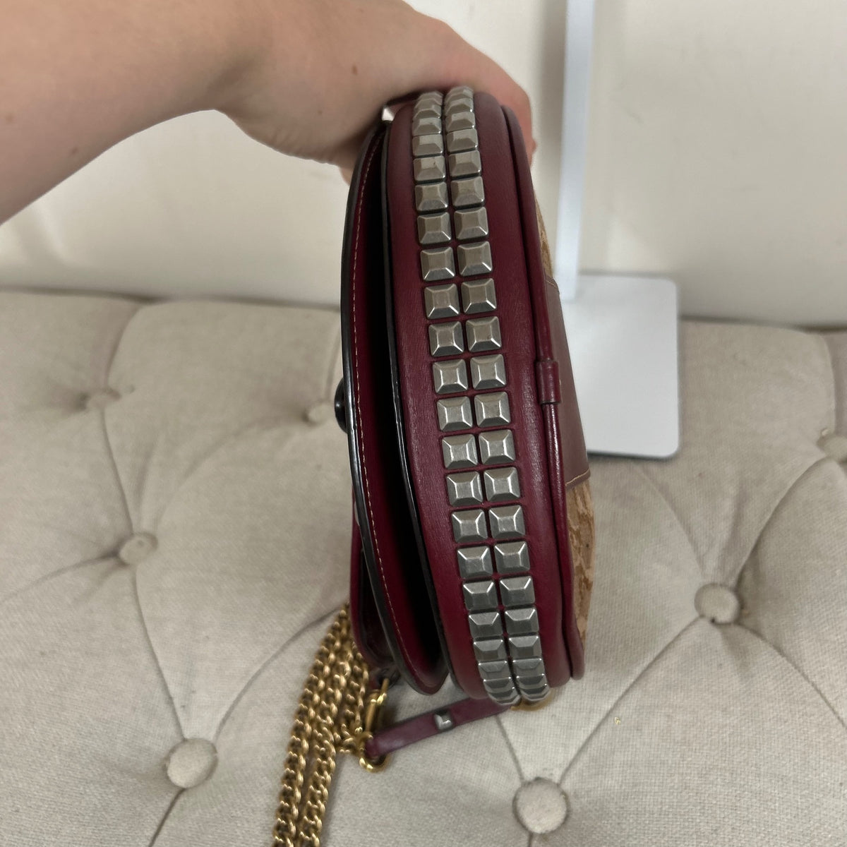 Coach Burgundy Studded Leather Shoulder Bag H1880-48189