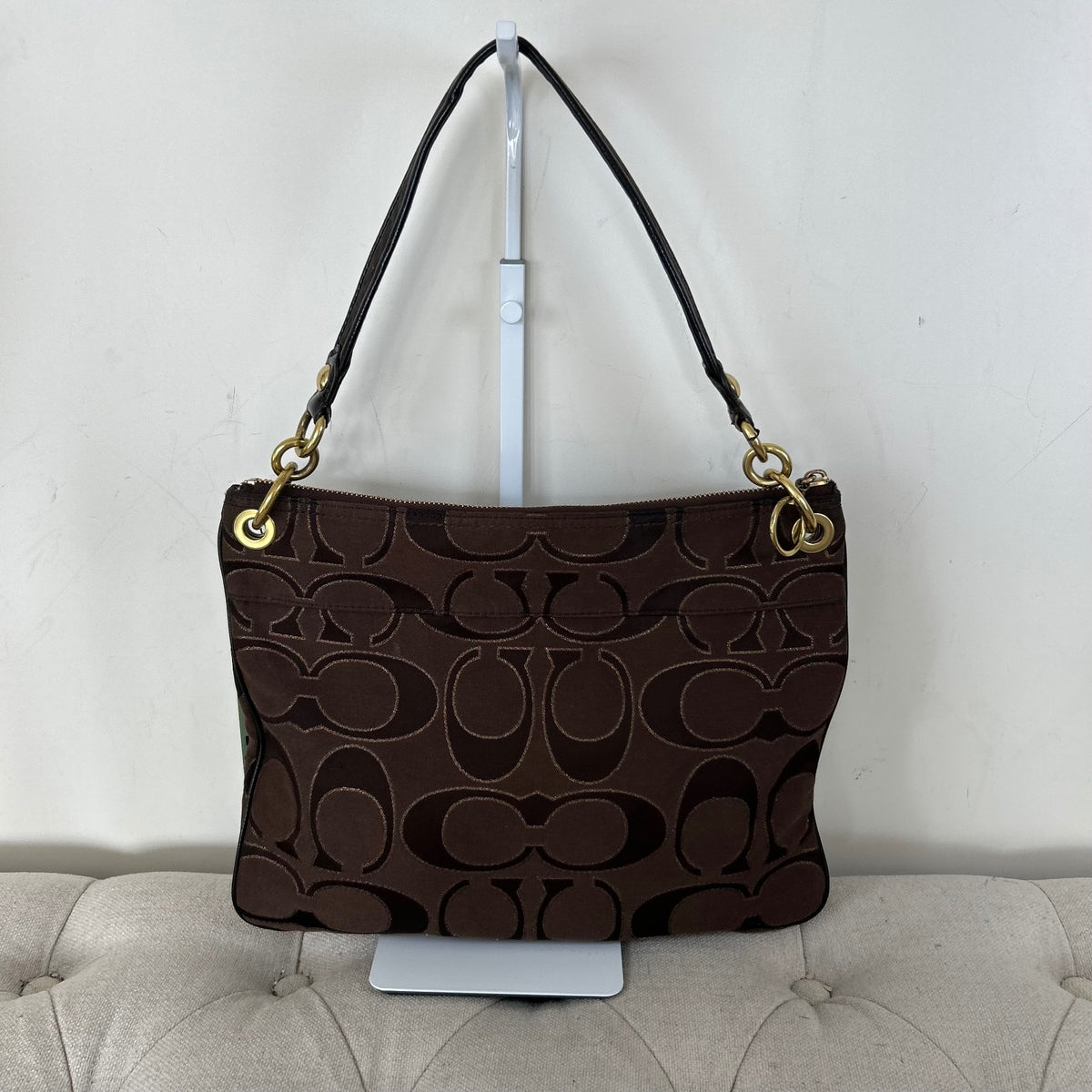 Coach Chocolate Brown Poppy Monogram Shoulder Bag G1168-18135