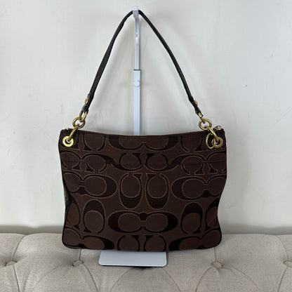 Coach Chocolate Brown Poppy Monogram Shoulder Bag G1168-18135