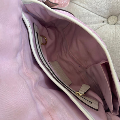 RARE Coach Soho Baby Pink Signature Monogram White Leather Shoulder Bag H04J-1457