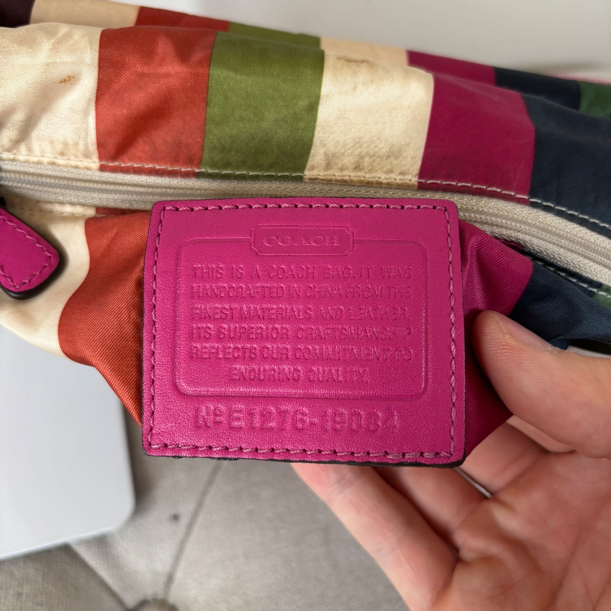 Coach Legacy Pink Leather & Beige Monogram Handbag E1276-19034