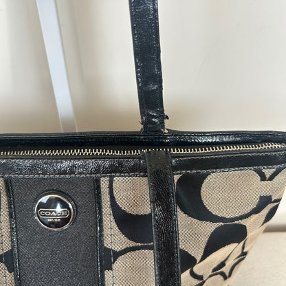 Coach Black Monogram Stripe Tote Bag C1305-F21950