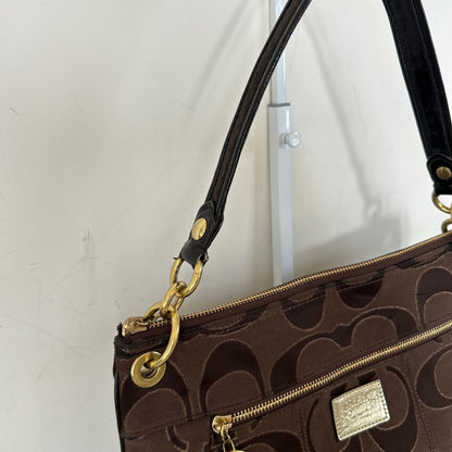 Coach Chocolate Brown Poppy Monogram Shoulder Bag G1168-18135