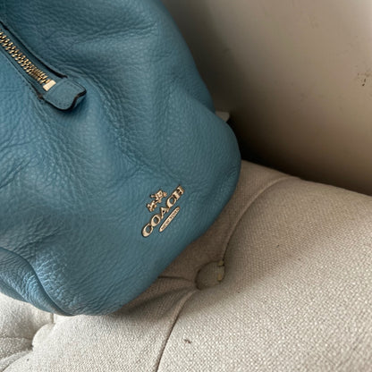 Coach Baby Blue Leather 3 Compartment Shoulder Bag Handbag Purse