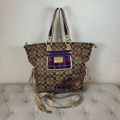 Coach Poppy Purple & Gold Plaid Convertible Shoulder Bag G1020-15881